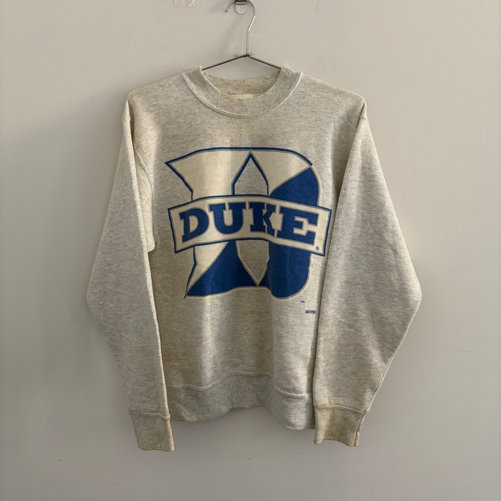 Vintage Collegiate Colors Duke University Sweatshirt Grey Blue Medium